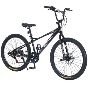 YONWAY 26 Inch Freestyle Mountain Bike 7-Speed Kids Bicycle with Double Disc Brakes for Beginner Level Rider, Cool Outdoor Cycling - 1 of 4