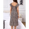 Womens Pajama Cap Sleeve Night Dress Floral Nightgowns with Ruffle Hem - 2 of 4