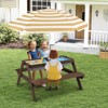 Costway 3-in-1 Kids Picnic Table Wooden Outdoor Sand & Water Table with Umbrella Play Boxes Natural/Blue/Green - 2 of 4