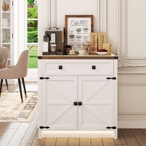 Vlsrka Sideboard With LED Light,White - 1 of 4