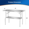 Winado 48 x 24 in. Stainless Steel Folding Table With Undershelf - 2 of 4