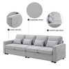 JUJABU 104" Modern 4-Seater Linen Fabric Sofa with Armrest Storage Pockets and 4 Matching Pillows – Minimalist Style for Living Room - 4 of 4