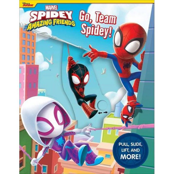 Spidey y sus asombrosos amigos: ¡Vamos equipo Spidey! Libro de cartón con solapas y piezas deslizables