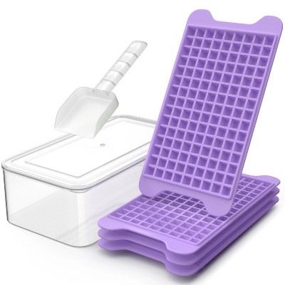 LunaLulinlk 4-piece set of mini ice cubes and ice bucket (with lid) Purple small ice cubes with ice scoop