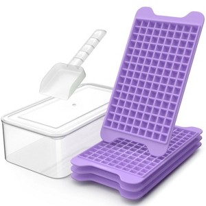 LunaLulinlk 4-piece set of mini ice cubes and ice bucket (with lid) Purple small ice cubes with ice scoop - 1 of 4