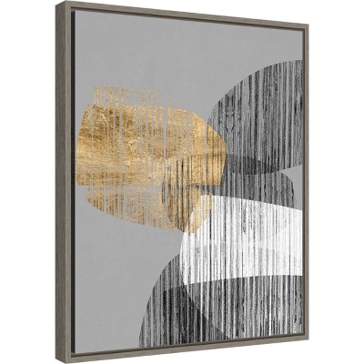 20" x 23" Gray and Gold Abstract Canvas Print