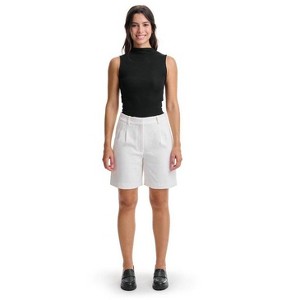 Lafidi Women’s Avia Hi-Rise Bermuda Shorts with Pleated Front and Sleek Pockets for a Polished, Professional Look - 1 of 4