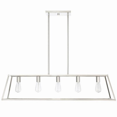 Denton Warm Brass Geometric 5-Light Linear Chandelier