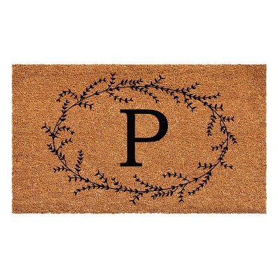 Calloway Mills Rustic Leaf Vine Monogrammed Doormat 24 In. x 36 In. (Letter P)