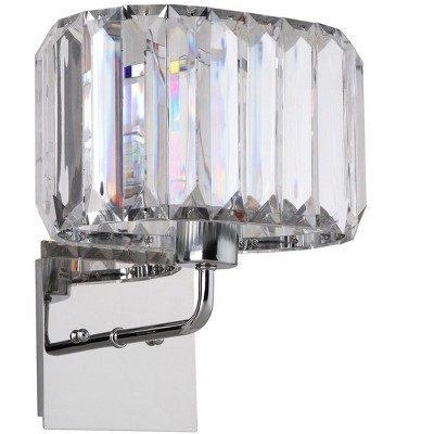 Athena Chrome & Crystal 10" Modern Wall Sconce Set