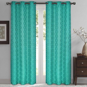 Willow Geometric Jacquard Thermal-Insulated Blackout Curtain Panels (Set of 2) - 1 of 4