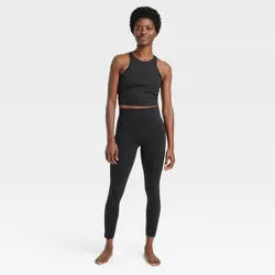 Women's Flex Ribbed Curvy Fit High-Rise 7/8 Leggings - All in Motion™ Black S