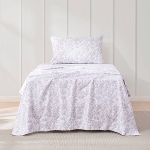 Lush Décor Twin XL 4pc Peony Toile Sheet Set Mauve - 1 of 4