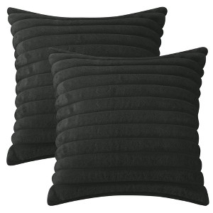 Unique Bargains Plush Faux Fur Throw Solid Striped Soft Sofa Living Room Pillow Covers 2 Pcs - 1 of 4