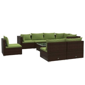 vidaXL Garden Lounge Set Brown and Green - 1 of 4