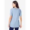 Roaman's Women's Plus Size V Neck Pointelle Tee - 3 of 4