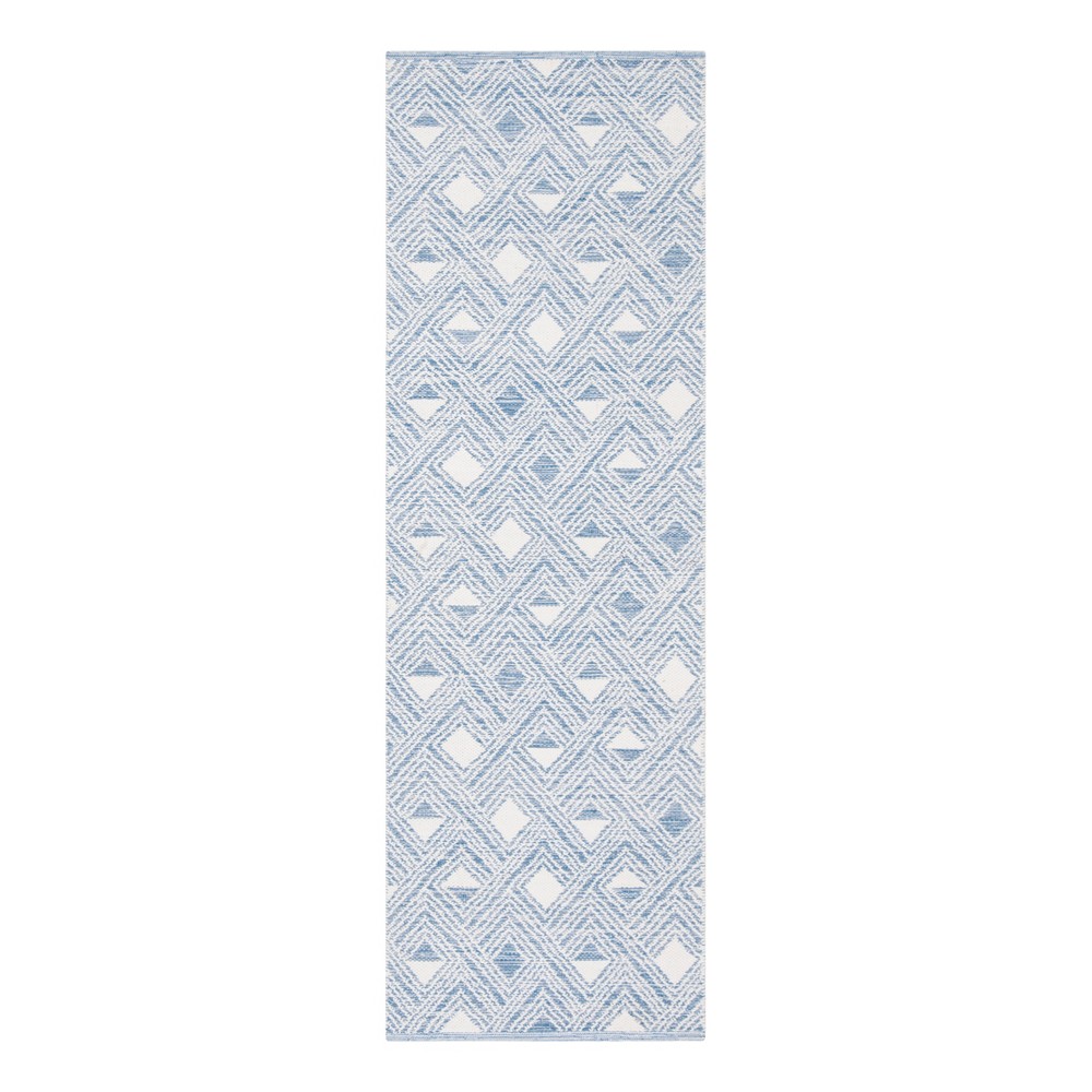 2'3inx7' Runner Blue/Ivory Geometric Woven - Safavieh