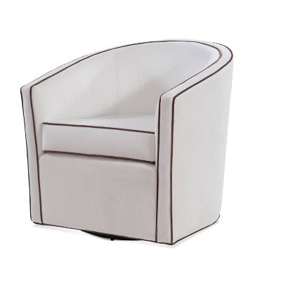 Keely Cream Velvet Barrel Swivel Accent Chair