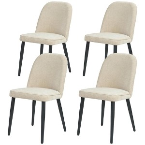 QingMoon Upholstered Dining Chairs Set of 2, Mid-Century Modern Kitchen Chairs, Armless Chairs with Deep Seat and Metal Legs for Dining Room - 1 of 4
