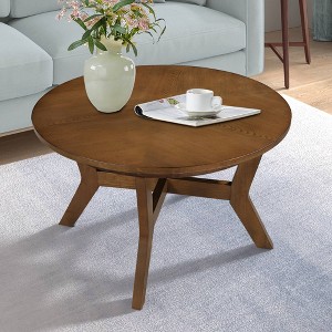 VYNXARIA 32inch Wood Round Coffee Table for Living Room,Mid Century Farmhouse Circle Wooden Coffee Tables for Apartment - 1 of 4