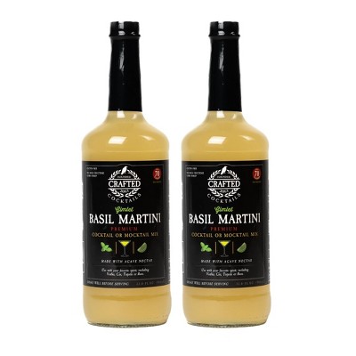 Crafted Cocktails Basil Martini Gimlet Mix: 2 Pack  60 Calories, Handcrafted with Agave, Lime and Basil  Effortless Mixology with Gourmet Flavor