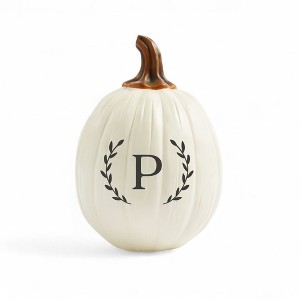 Personalization Mall Laurel Initial Monogram Pumpkins- Large Cream - 1 of 4