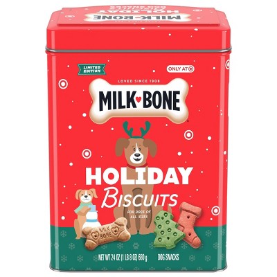 Milk-Bone Holiday Tin with Original Beef Holiday Biscuits Dog Treats - 24oz