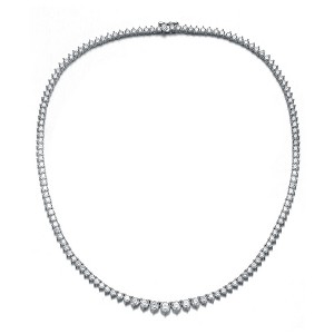 Graduated Tennis Chain Necklace with Clear Cubic Zirconia – A Stunning and Elegant Piece Featuring a Graduated Design with Sparkling Clear Stones - 1 of 3