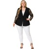 Agnes Orinda Women's Plus Size Work Flat Collar Notch Lapel Lace Front Blazers - 3 of 4