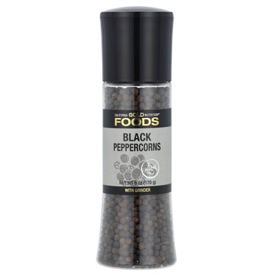 California Gold Nutrition FOODS - Black Peppercorns Grinder, 6 oz (170 g)