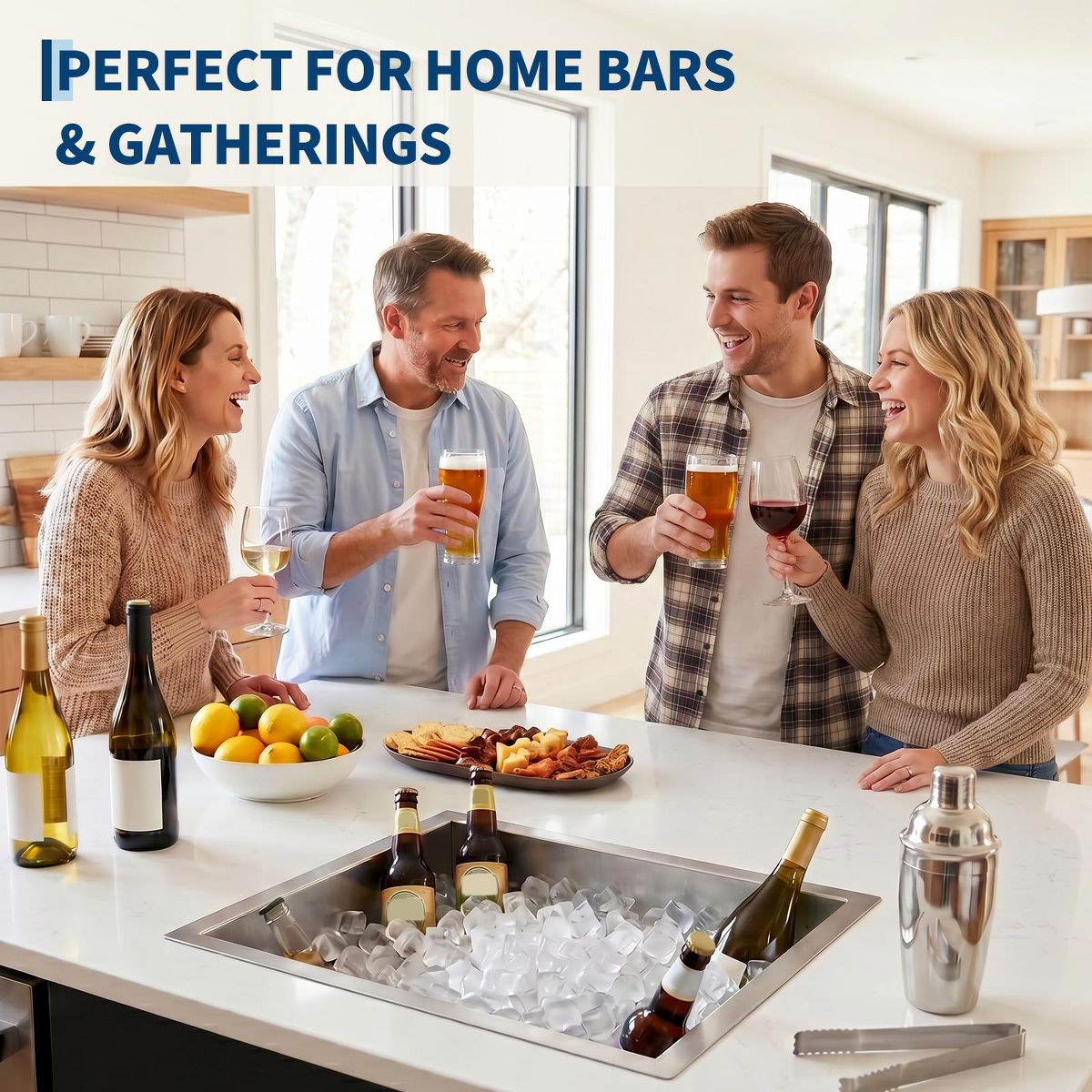 Garvee Stainless Steel Drop-In Ice Chest – Outdoor Kitchen Ice Cooler with Lid, Drain Pipe & Drain Plug for Cold Wine, Beer, Drinks, Beverages - thumbnail 9