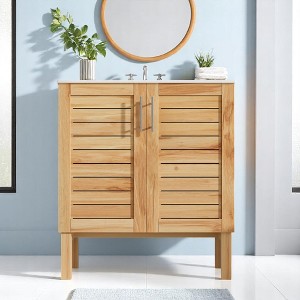 Mshliw 30" Mid-Century Modern Freestanding Bathroom Vanity with Ceramic Sink, Soft-Close Doors, and Ample Storage - 1 of 4