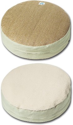 Touchcat Beige Round Wool Cat Bed with Teaser Toy