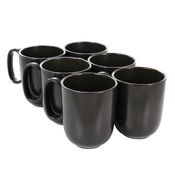 Bruntmor 16 Oz Large Ceramic Matte Black Coffee Mugs Set of 6, Black in  2023