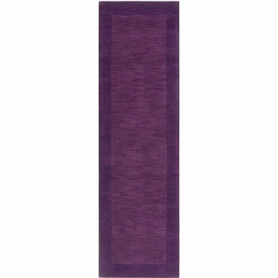 Hauteloom Bordered Solid Plum Purple Wool Rug