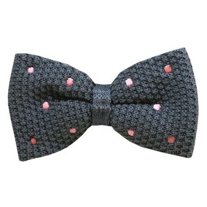 TheDapperTie Men's Gray With Pink Dotted 2.75 W And 4.75 L Inch Knit Pre-Tied adjustable Bow Tie - 1 of 3