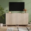 Wood color Fluted Cabinet with Storage Buffet Sideboard with Adjustable Shelves and Gold Handles for Living Room Entry and Kitchen Natural - 4 of 4