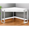 HomeRoots 42" White and Silver Corner Computer Desk - 2 of 4