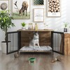Dog Crate Furniture with Cushion, Wooden Dog Crate Table, Double Doors Furniture, Heavy Duty End Table Dog Crate for Dogs Indoor, Dog Cage Medium, A - 2 of 4