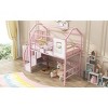 Streamdale Metal Loft Bed with roof design and a storage box, Twin, Pink - 4 of 4