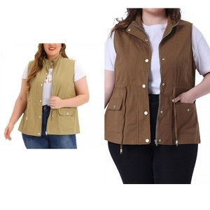 Agnes Orinda Women's Plus Size Lightweight Sleeveless Drawstring Waist Sleeveless Scrub Vests 2 Pcs - 1 of 4