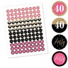 Big Dot of Happiness Chic 40th Birthday - Pink, Black and Gold - Round Candy Sticker Favors - Labels Fits Chocolate Candy (1 sheet of 108) - 2 of 4