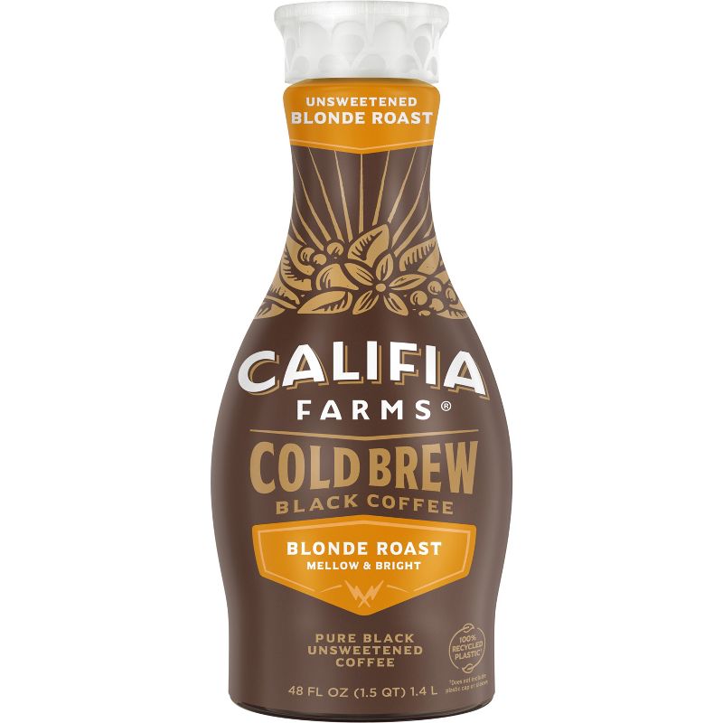 Califia Farms Pure Black Blonde Roast Cold Brew Coffee - 48 fl oz, 1 of 8