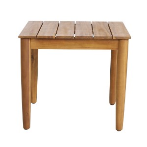 NAYSAYE Patio End Table Rustic Acacia Wood Side Table with Slat Design for Outdoor Use, Beige, 20"*20"*18.25" - 1 of 4