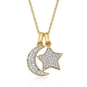 Ross-Simons 0.10 ct. t.w. Pave Diamond Star and Moon Charm Necklace in 14kt Yellow Gold - 1 of 4