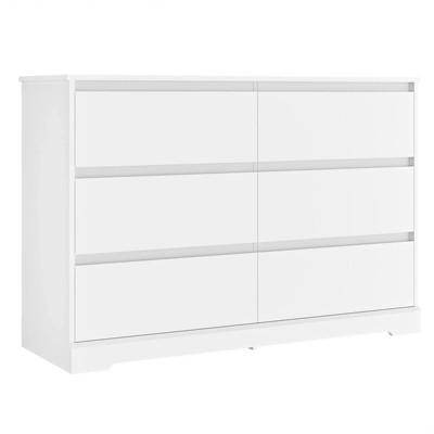 SKONYON Dresser with 6 Drawers Large Wooden Dresser Horizontal Storage Organizer for Bedroom