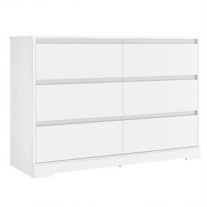 SKONYON Dresser with 6 Drawers Large Wooden Dresser Horizontal Storage Organizer for Bedroom - 1 of 4