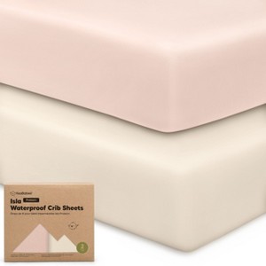 KeaBabies Isla Waterproof Crib Sheets for Boys, Girls, 2pk Baby Fitted Crib Sheet, Waterproof Crib Mattress Protector Sheets - 1 of 4