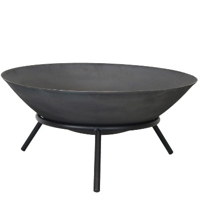 22-Inch Gray Cast Iron Wood-Burning Fire Pit with Stand
