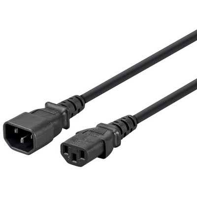 Monoprice Extension Cord - 1 Feet - Black IEC 60320 C14 to IEC 60320 C13, 16AWG, 13A/1625W, 125V, 3-Prong, SJT, For Powering Computers, Monitors, etc.